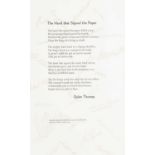 DYLAN THOMAS one of 30 rare broadside prints - the poet's famous anti-war poem, 'The Hand that