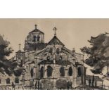 ‡ SIR KYFFIN WILLIAMS RA ink & wash - entitled verso 'Vézelay Abbey, France', signed with