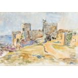 ‡ ARTHUR GIARDELLI watercolour - entitled verso 'Manorbier Castle', monogrammed, 38 x 55cms