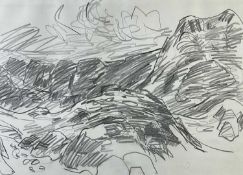 ‡ SIR KYFFIN WILLIAMS RA pencil on paper sketch - mountain landscape, 19 x 15cms Provenance: