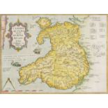 HUMPHREY LHUYD hand-coloured engraved map of Wales, by Ortelius (Abraham & Lhuyd Humphrey), Cambriae