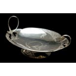IMPERIAL RUSSIAN 'AESTHETIC' SILVER FRUIT BOWL, c.1910, oval lobed with pierced high loop handles,