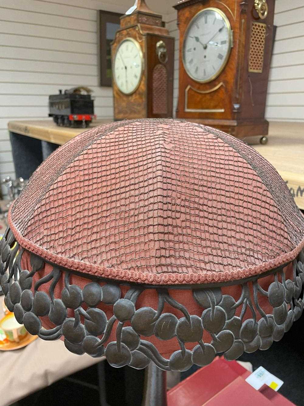 MOGENS BALLIN FOR HERTZ BALLIN, DENMARK, Art Nouveau copper table lamp, with red domed and netted - Image 7 of 13