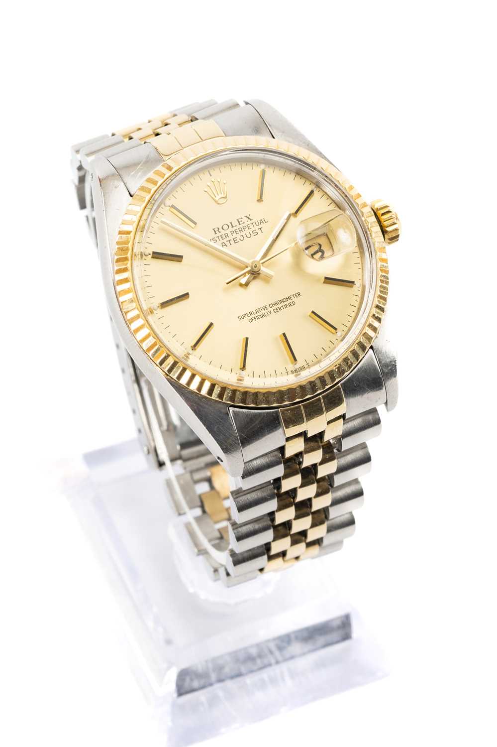 ROLEX DATEJUST GOLD & STAINLESS STEEL AUTOMATIC CALENDAR WRISTWATCH, c.1980 , Ref. 16013, ser. no.