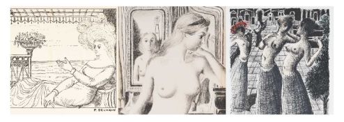 ‡ PAUL DELVAUX lithograph with colour - 'La Danse', signed and numbered in pencil, (I) 30.5 x 23.