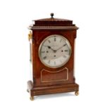 EARLY 19TH CENTURY MAHOGANY & BRASS INLAID BRACKET CLOCK, Cowling of London, gadrooned top, signed