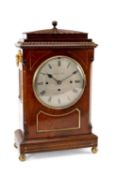 EARLY 19TH CENTURY MAHOGANY & BRASS INLAID BRACKET CLOCK, Cowling of London, gadrooned top, signed