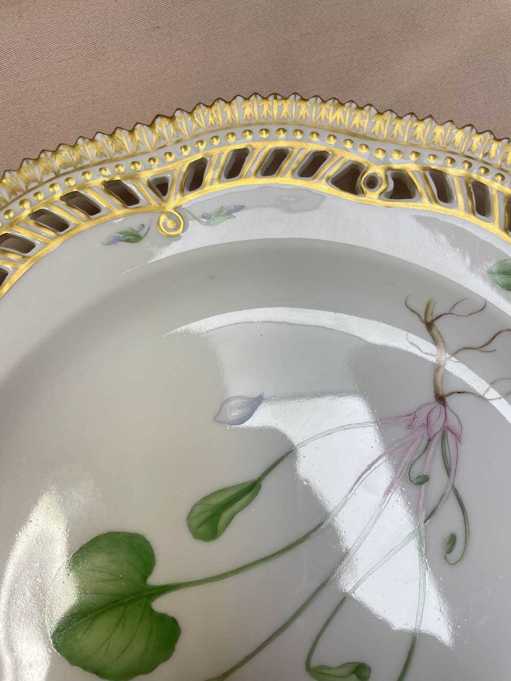 ROYAL COPENHAGEN 'FLORA DANICA' PIERCED PORCELAIN PLATE, painted with a titled specimen of 'Viola - Image 6 of 13