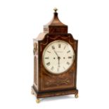 EARLY 19TH MAHOGANY & BRASS STRUNG BRACKET CLOCK, Haddack of Bath, pagoda top, pierced brass fish