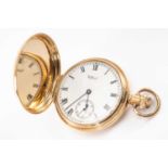 WALTHAM 9CT GOLD HUNTER POCKET WATCH, c. 1924, case no. 281916, movement no. 21606776, 15 jewel