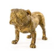 AUSTRIAN BRONZE FIGURE OF A BULLDOG, standing four square, abdomen stamped 'VIENNA STB', 10.5cms