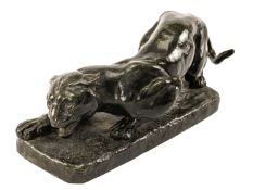 JOHN MAYNE VAN DER KEMP patinated bronze - Panther Stalking, on naturalistic rectangular base,