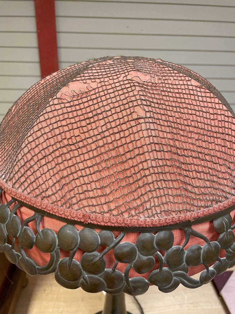 MOGENS BALLIN FOR HERTZ BALLIN, DENMARK, Art Nouveau copper table lamp, with red domed and netted - Image 9 of 13