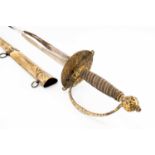 MID 18TH CENTURY PARCEL GILT-HILTED ENGLISH SMALL-SWORD, by Charles Bibb (1702-1777), sharply