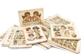 LARGE COLLECTION OF RAPHAEL TUCK & SONS EMBOSSED CHROMOLITHOGRAPHED SCRAP ALBUM PAGES, circa 1910,