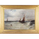 GUSTAVE DE BREANSKI oil on canvas - fishing boats in rough seas, signed, 60 x 90cms Provenance: