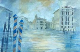 ‡ RONALD LOWE (British, 1932-1985) watercolour - 'Towards the Palayyo Balbi', Venetian canal