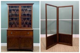 GEORGE III MAHOGANY SECRETAIRE BOOKCASE, shallow cornice, astragal glazed doors enclosing adjustable