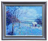 ‡ ANN PARKIN oil on board - untitled, snowy landscape, signed, 49 x 60cms Provenance: private