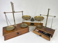 THREE VARIOUS SCALES, comprising one set Avery medical scales with brass pans, with drawer,