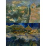 ‡ RONALD LOWE (British, 1932-1985) two oil paintings comprising oil on board - Tuscan landscape with