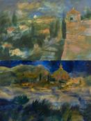 ‡ RONALD LOWE (British, 1932-1985) two oil paintings comprising oil on board - Tuscan landscape with