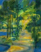 ‡ RONALD LOWE (British, 1932-1985) oil on canvas - 'Palm Walk II', 67 x 56cms Comments: framed