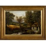 JOHN BRANDON SMITH (1848-1884), oil on canvas - 'View Near Darlington', stone cottage with