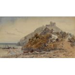 WILLIAM JAMES BODDY (b.1892) watercolour - 'Crikieth', view of the castle above fisherman's cottages