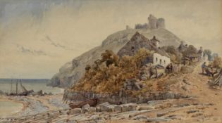 WILLIAM JAMES BODDY (b.1892) watercolour - 'Crikieth', view of the castle above fisherman's cottages