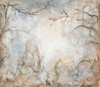 ‡ HENDRIK LEK mixed media on paper - untitled, woodland scene, signed, 20.5 x 24cms Comments: framed