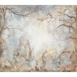 ‡ HENDRIK LEK mixed media on paper - untitled, woodland scene, signed, 20.5 x 24cms Comments: framed