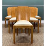 ATTRIBUTED TO H. & L. EPSTEIN: SET ART DECO DINING CHAIRS, in bird's eye maple, later upholstered