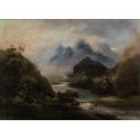 19TH CENTURY ENGLISH SCHOOL pastel on paper - stormy landscape, 90 x 123.5cms Comments: framed,