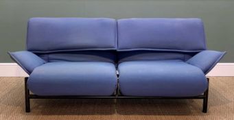 VICO MAGISTRETTI FOR CASSINA: 'Veranda' reclining 2-seater sofa, with blue cloth covers, 174cm w