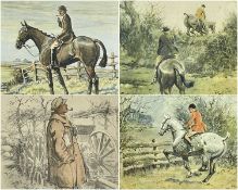 'SNAFFLES' CHARLES JOHNSON PAYNE (1884-1967) 4 coloured prints - 'The Gunner', with Snaffles blind
