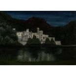 ‡ JOHN SACKVILLE WEST (20th Century) oil on board - 'Kylemore Abbey by Moonlight', signed, titled