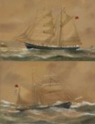 19TH CENTURY ENGLISH SCHOOL gouache - 'Rapid of Shoreham', two Ship portraits, both signed with