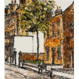 ‡ NOEL GIBSON (1928-2005) oil on board - Hackney Street Scene, 43 x 38cms Comments: framed
