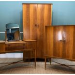 SHIRLEY SLATER FOR HEALS 'C5048' EUCALYPTUS & YEW BEDROOM SUITE, c. 1952, comprising wardrobe 187h x