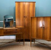 SHIRLEY SLATER FOR HEALS 'C5048' EUCALYPTUS & YEW BEDROOM SUITE, c. 1952, comprising wardrobe 187h x