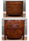 LARGE LATE VICTORIAN WALNUT CHEST, outset corners above faceted pilasters, fitted 2 short and 3
