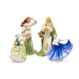 FOUR DECORATIVE FIGURINES, including Royal Doulton HN2791 Elaine, HN2309 Buttercup and two musical