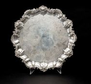 VICTORIAN SILVER SALVER, Edward Ker Reid, London 1860, with rococo scrolled border and engraved