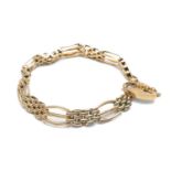 9CT GOLD BRICK & GATE BRACELET, having heart shaped padlock, 19.7gms Provenance: deceased estate