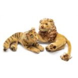 LION & TIGER STUFFED TOYS, possibly Steiff Provenance: private collection Glamorgan Comments: