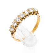 18CT GOLD SEVEN STONE DIAMOND RING, ring size P, 2.7gms Provenance: private collection