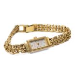 9CT GOLD ACCURIST 'GOLD' LADY'S WRISTWATCH, with ball and brick link bracelet stamped '9ct', 17.5gms