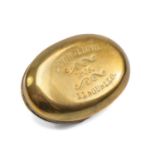 EDWARDIAN WELSH BRASS SNUFF BOX, engraved 'John Lloyd Llngunllo, 1905', 8cms long Provenance: