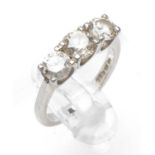 PLATINUM THREE STONE DIAMOND RING, the three round cut diamonds totalling 1.2cts overall approx.,